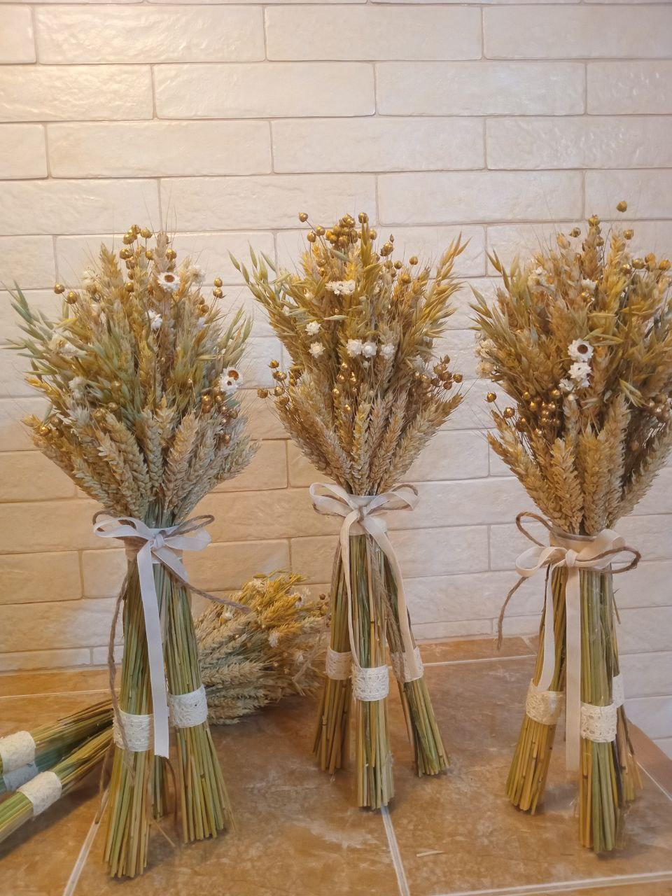 Дидух рождественский из колосья пшеницы/льна и овса на трех ножках 40-45 см с белой лентой (2814661741) - фото 6 Дидух рождественский из колосья пшеницы/льна и овса на трех ножках 40-45 см с белой лентой (2814661741) - фото 6