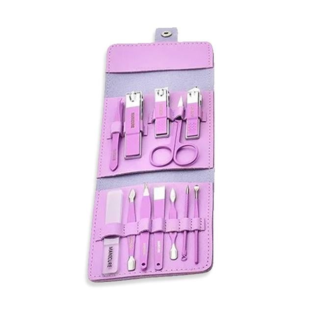 Набор для ногтей педикюрный маникюрный MANICURE из медицинской нержавеющей стали 12 пр. Фиолетовый