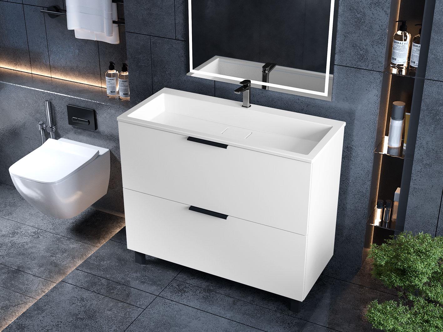 Тумба Status Hartia 100 с умывальником Aria Low 100 (13707)
