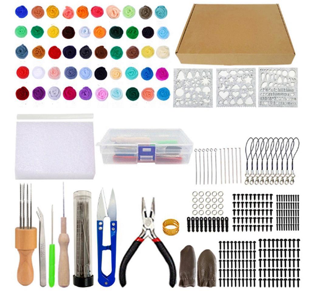 Набор шерсти для валяния 50 цветов по 3 г с инструментами/коробкой (7665) Набор шерсти для валяния 50 цветов по 3 г с инструментами/коробкой (7665)