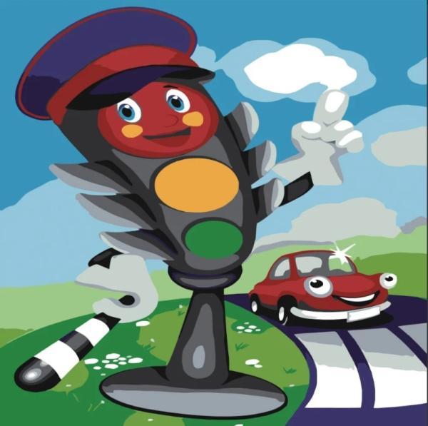 Картина по номерам Strateg Сказки Веселый светофор 30х30 см в термопакете (ES035-mt)