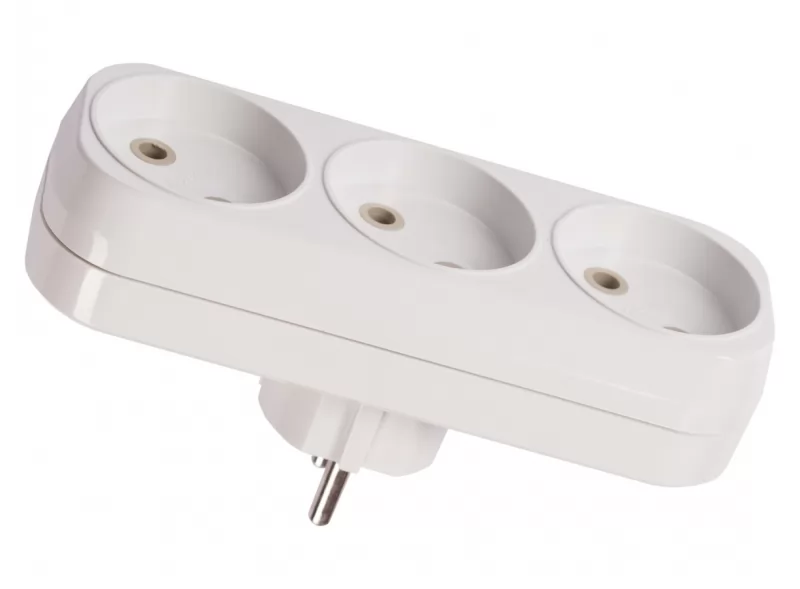 Тройник электрический Luxel 10А вертикальный (457)