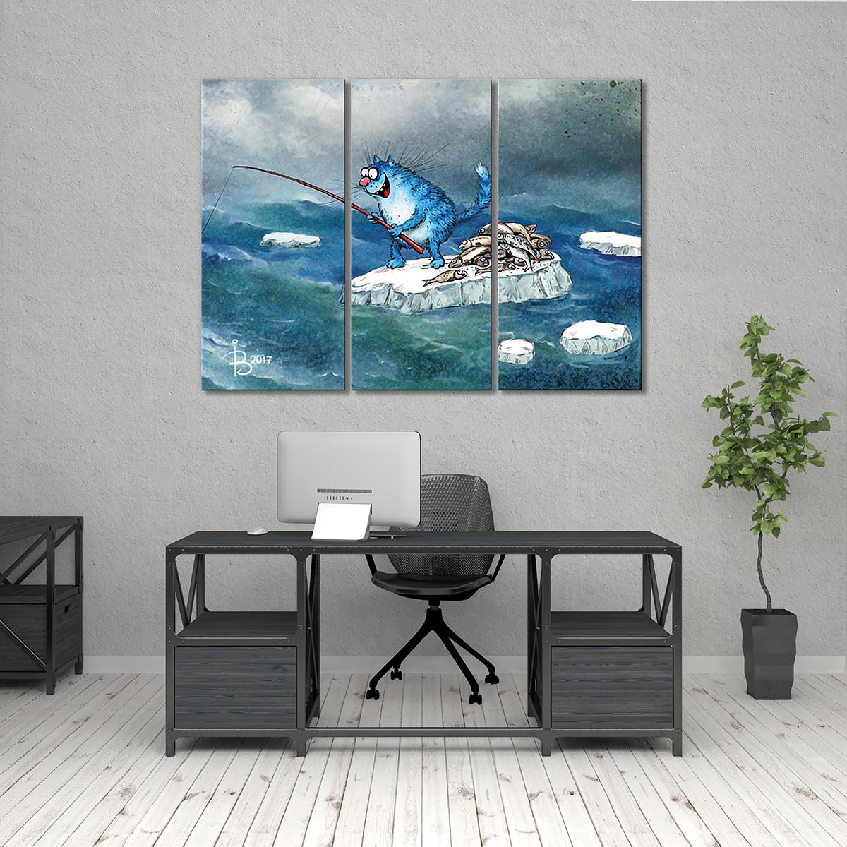 Модульная картина На льдине 3 модуля 50x75 см