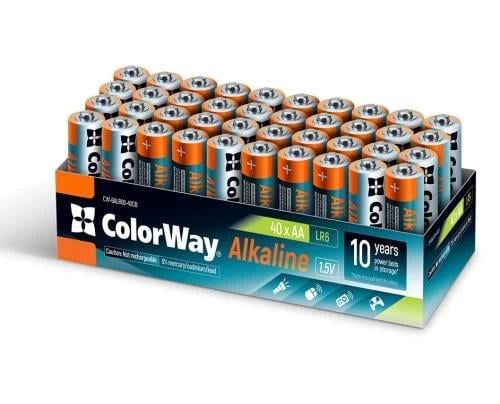 Батарейки ColorWay Alkaline Power AA LR6 1,5V Color box щелочные 40 шт. (MCT-CW-BALR06-40CB)
