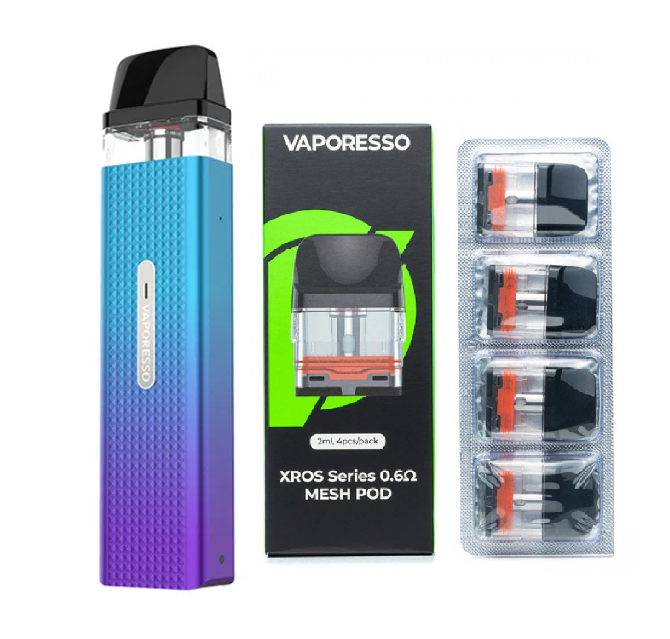 Електронна сигарета багаторазова Vaporesso XROS Mini Kit та 4 додаткових картриджа Grape-Purple (91557104)