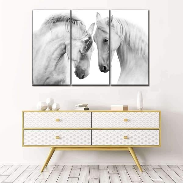 Модульная картина KIL Art Пара белых лошадей из трех частей 128x81 см (M3_L_74)