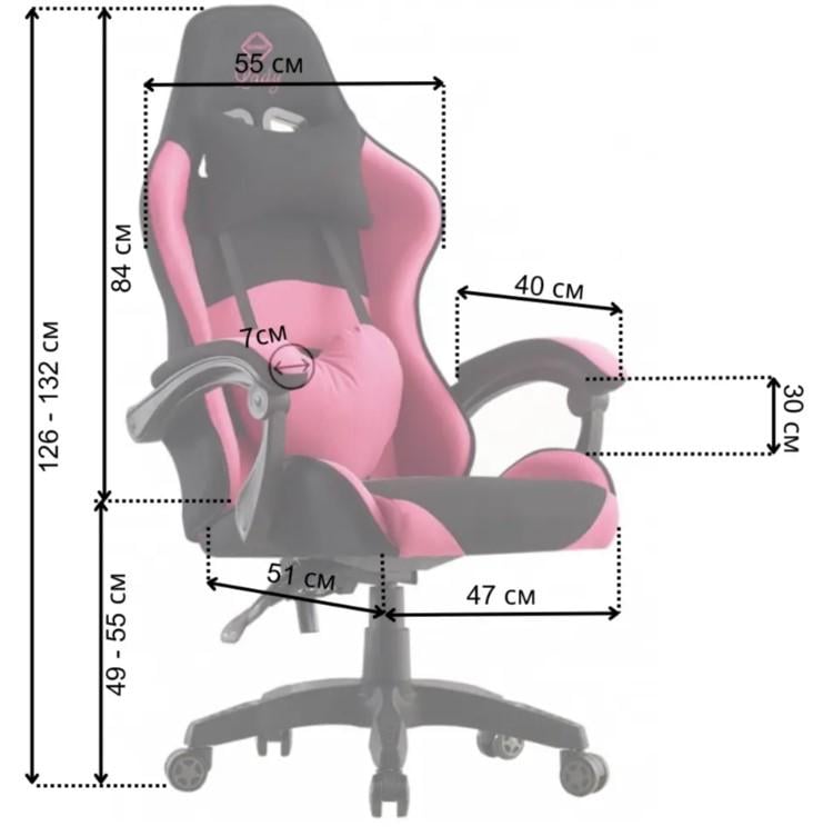 Крісло офісне комп'ютерне Bonro Lady 806 Чорно-рожевий (21589807) - фото 7