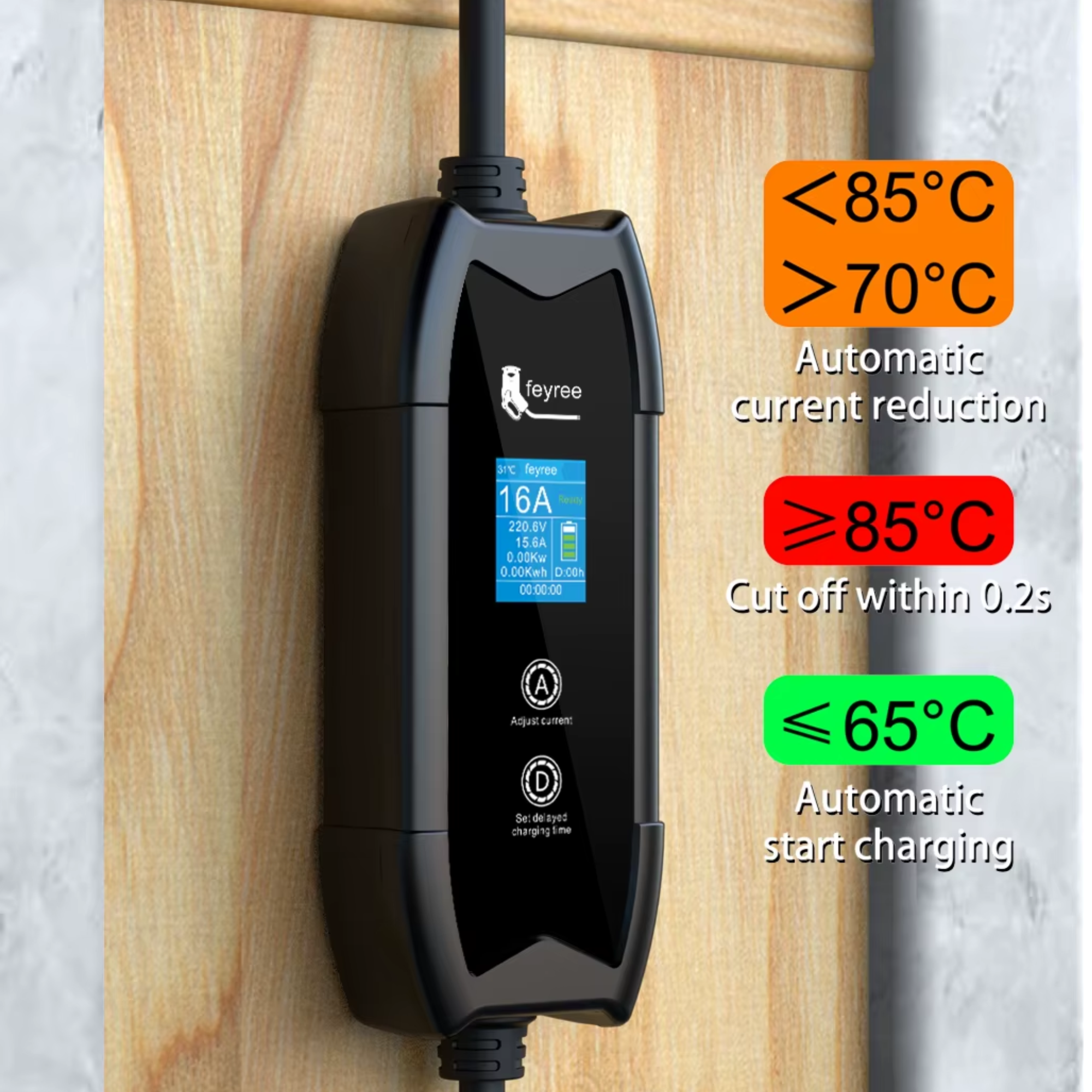 Зарядний пристрій для електромобіля Feyree EV Portable GBT 3,5 кВт 3,5 м (25864854) - фото 9 Зарядний пристрій для електромобіля Feyree EV Portable GBT 3,5 кВт 3,5 м (25864854) - фото 9