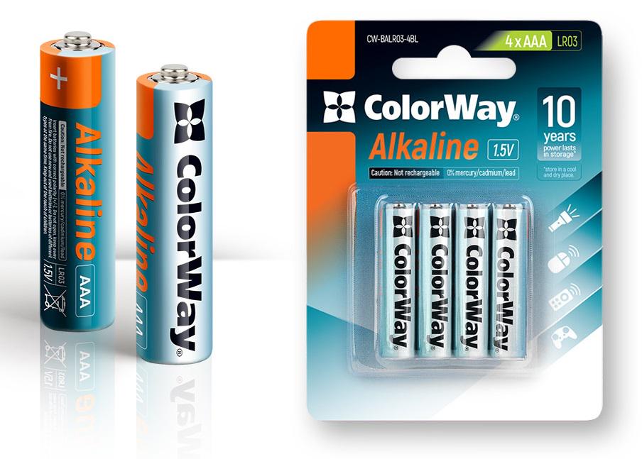 Батарейки ColorWay AAA/LR03 Alkaline Power 1,5V 4 шт. (CW-BALR03-4BL) - фото 2