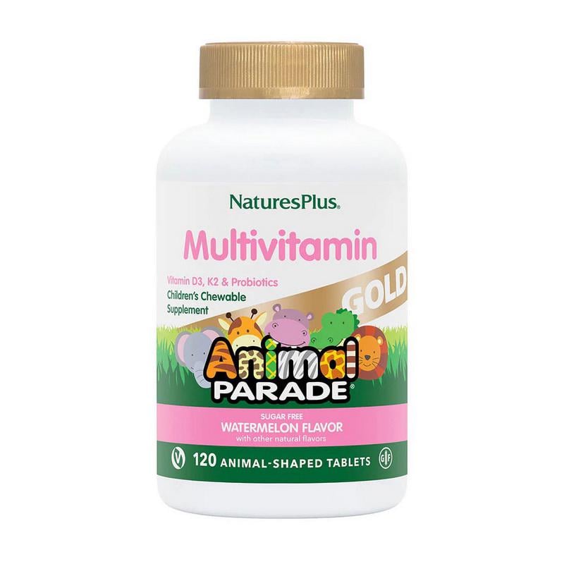 Вітаміни для дітей Natures Plus Animal Parade Gold 120 жув. табл. Кавун