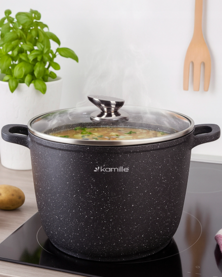 Каструля Kamille з литого алюмінію з кришкою та антипригарним покриттям 14 л (4487) - фото 6 Каструля Kamille з литого алюмінію з кришкою та антипригарним покриттям 14 л (4487) - фото 6