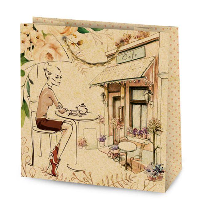 Пакет подарочный крафт Flora микс 16х7,5х16 см 10 шт. (8458) - фото 5