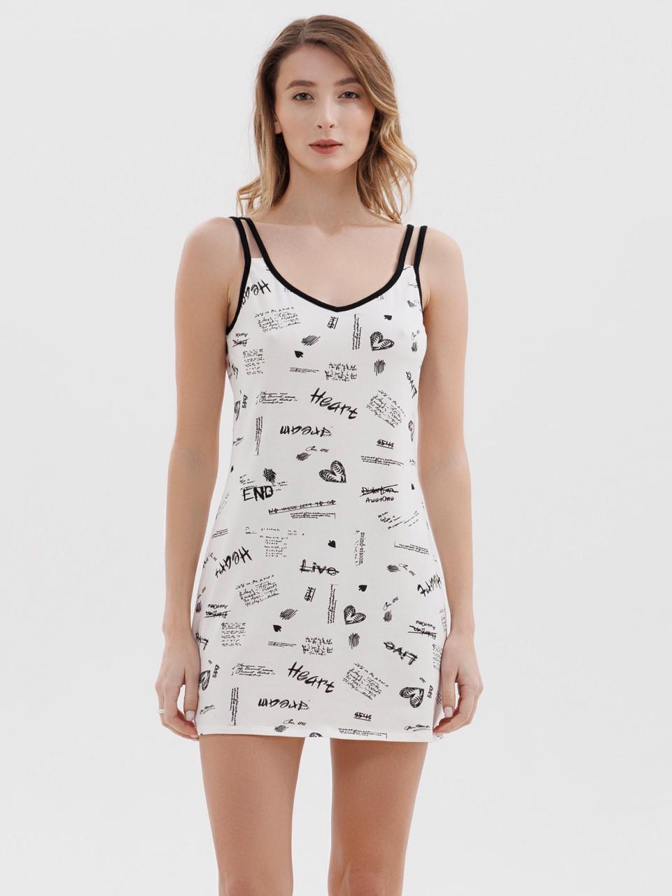 Ночная рубашка женская Roksana с V-образным вырезом с принтом L Белый (1768/16801)