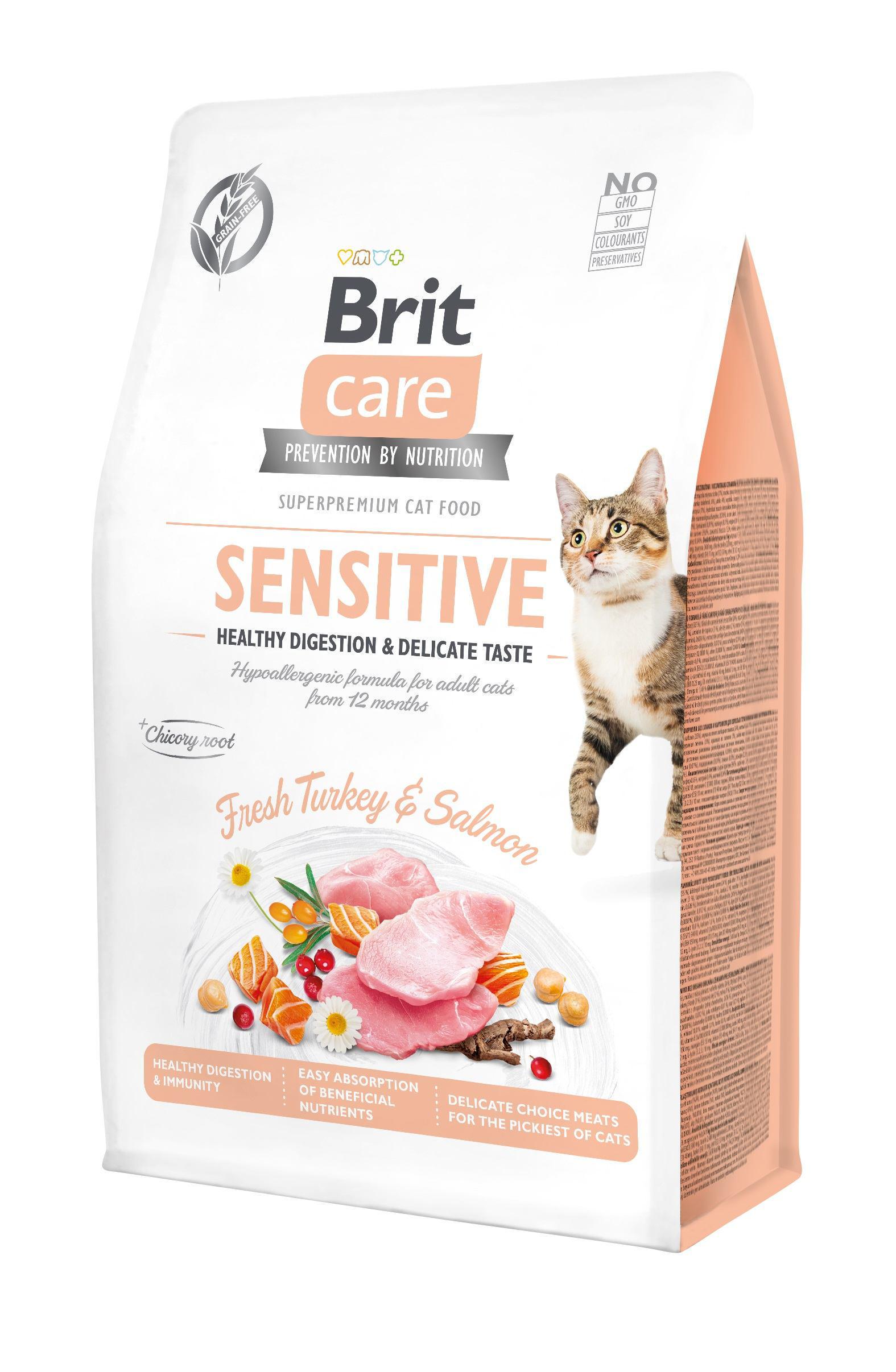 Корм сухой Brit Care Cat GF Sensitive HDigestion Delicate Taste 0,4 кг