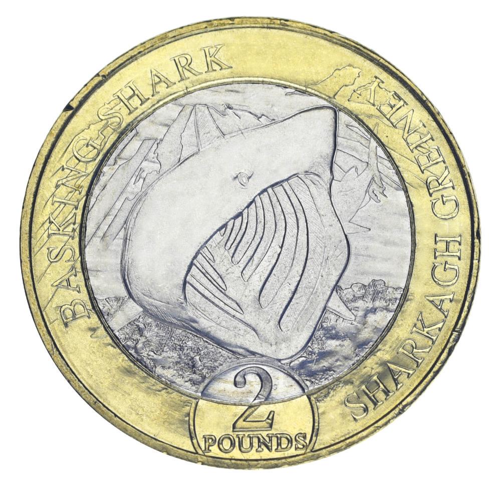 Коллекционная монета Остров Мэн 2 фунта 2023 Биметалл UNC Акула (М21061)