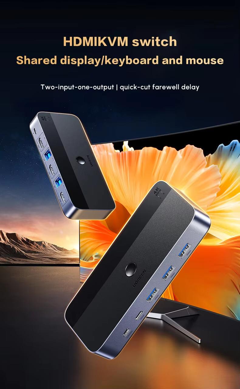 Перемикач KVM Ugreen HDMI 2x1 4K Темно-сірий (35765) - фото 6 Перемикач KVM Ugreen HDMI 2x1 4K Темно-сірий (35765) - фото 6