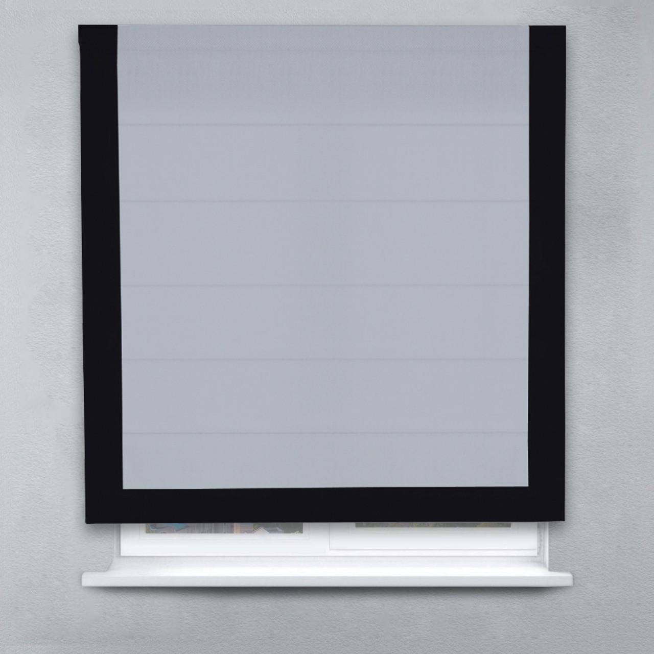 Римская штора Блэкаут Перфект с кантом 130х170 см Светло-серый/Черный