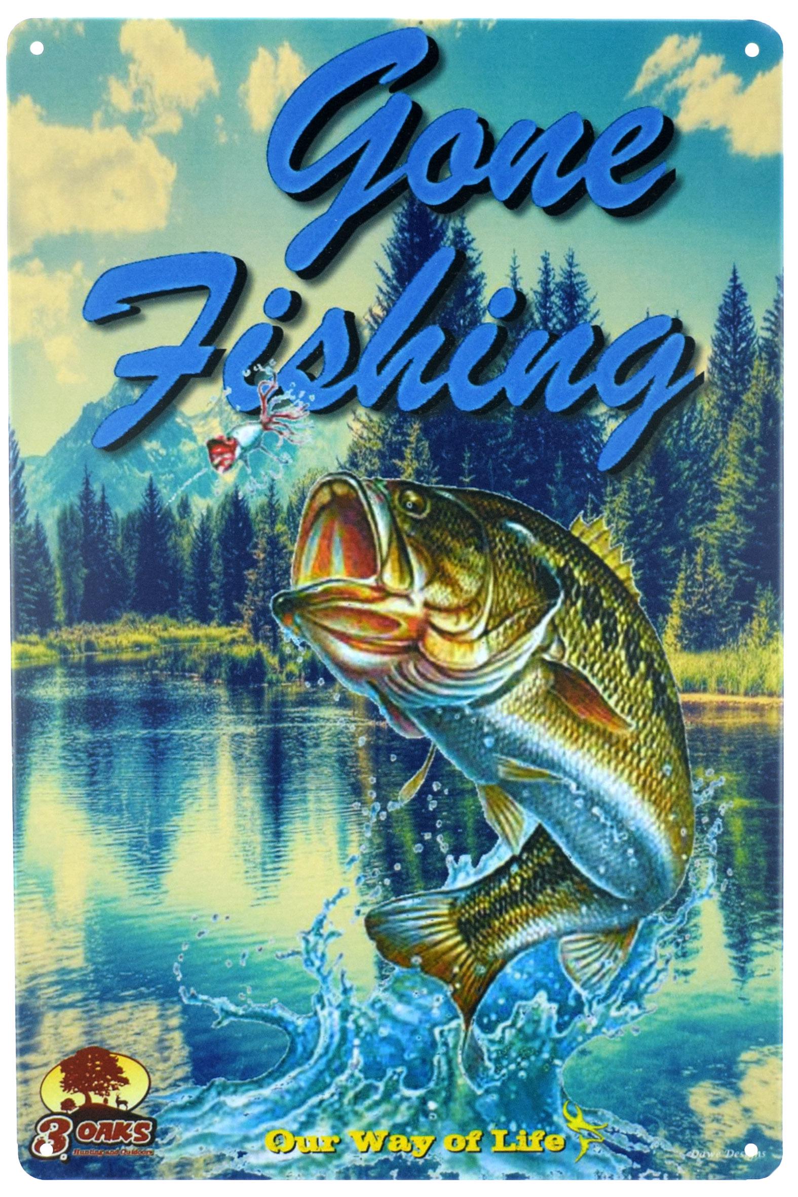 Табличка металлическая Ушел Рыбачить/Gone Fishing 20x30 см