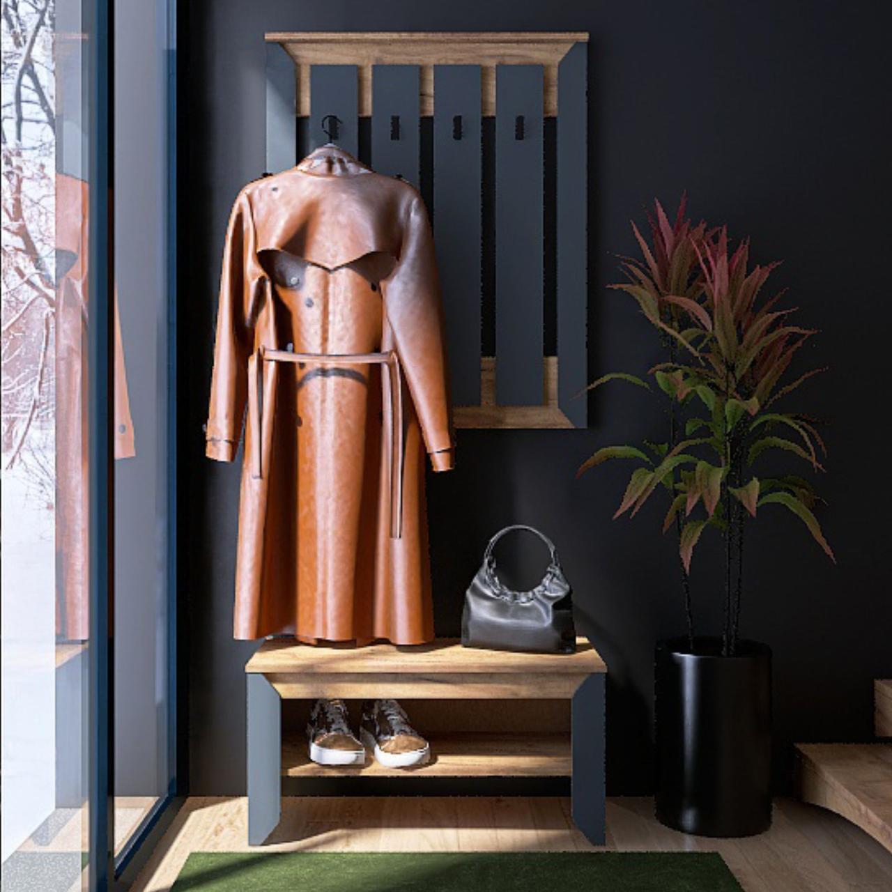 Прихожая Эверест Нордик-1 модульная Дуб крафт золотой/Графитовый (е-20822.02)