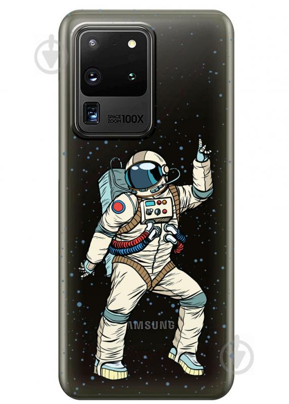 Прозрачный силиконовый чехол iSwag для Samsung Galaxy S20 Ultra Веселый космонавт (M1183)