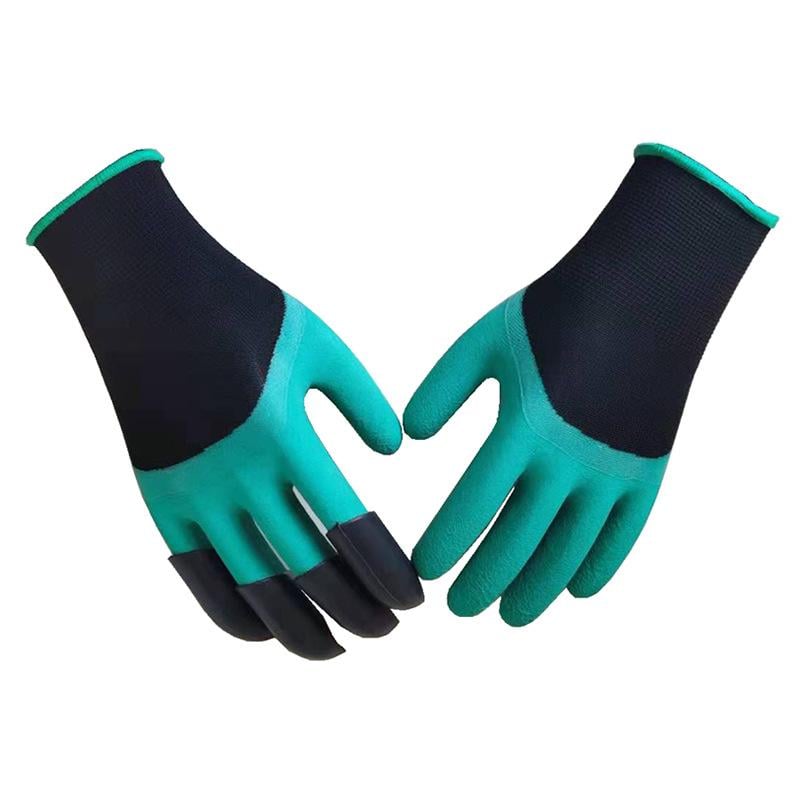Рукавички садові з пластиковими кігтями на 1 руку для робіт із землею універсальні Зелений (U9532)