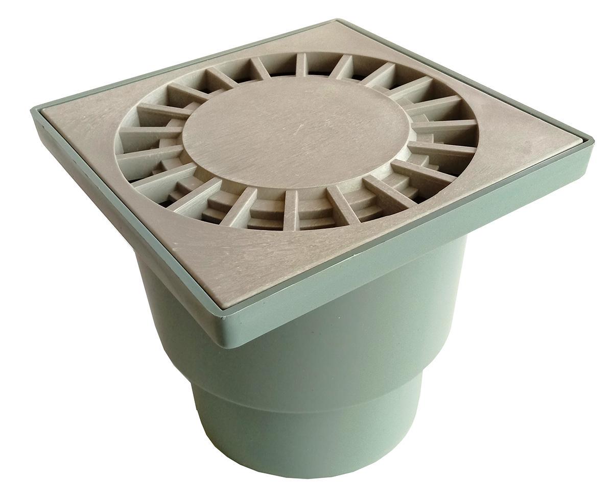 Трап для душа SantehPlast с гидрозатвором вертикальный DN110 мм пластиковая решетка божья коровка 150х150 мм (RS-ТV-150-110.02)