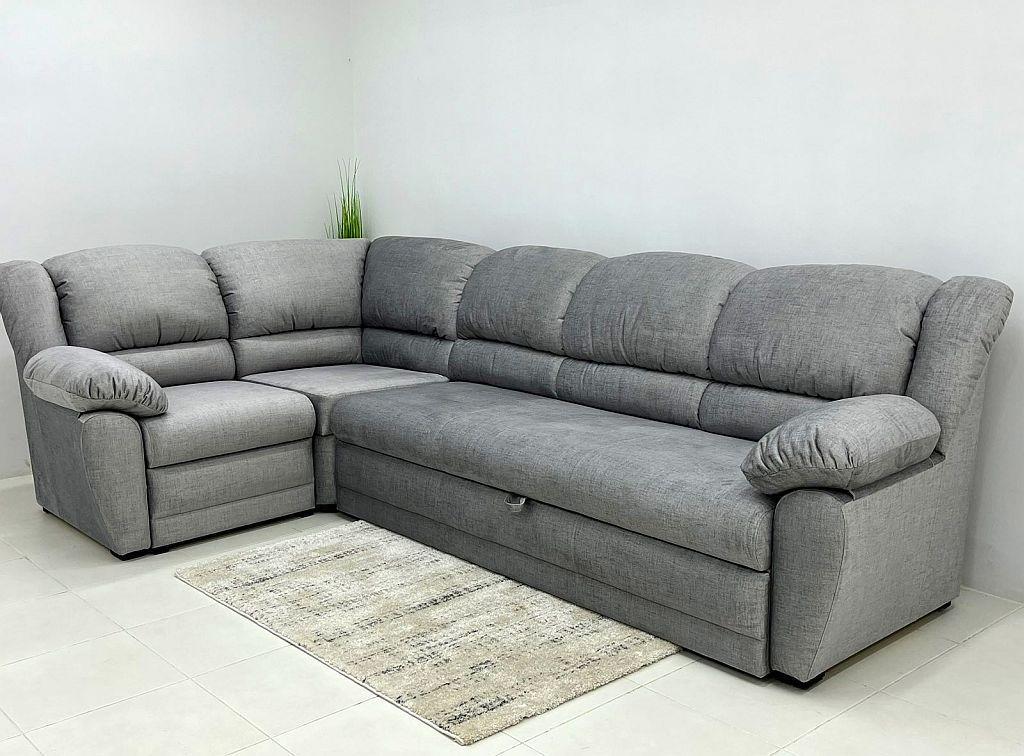 Диван угловой раскладной Вуди Бруклин дерево/ламинированная ДСП/ткань Серый