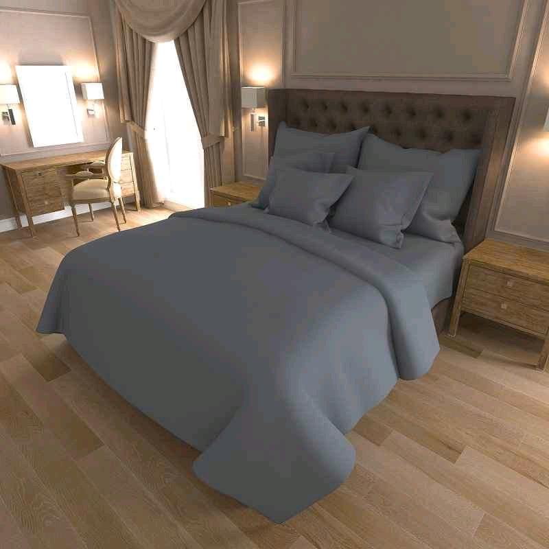 Комплект постельного белья евро Ranforce однотонный Серый (14803)