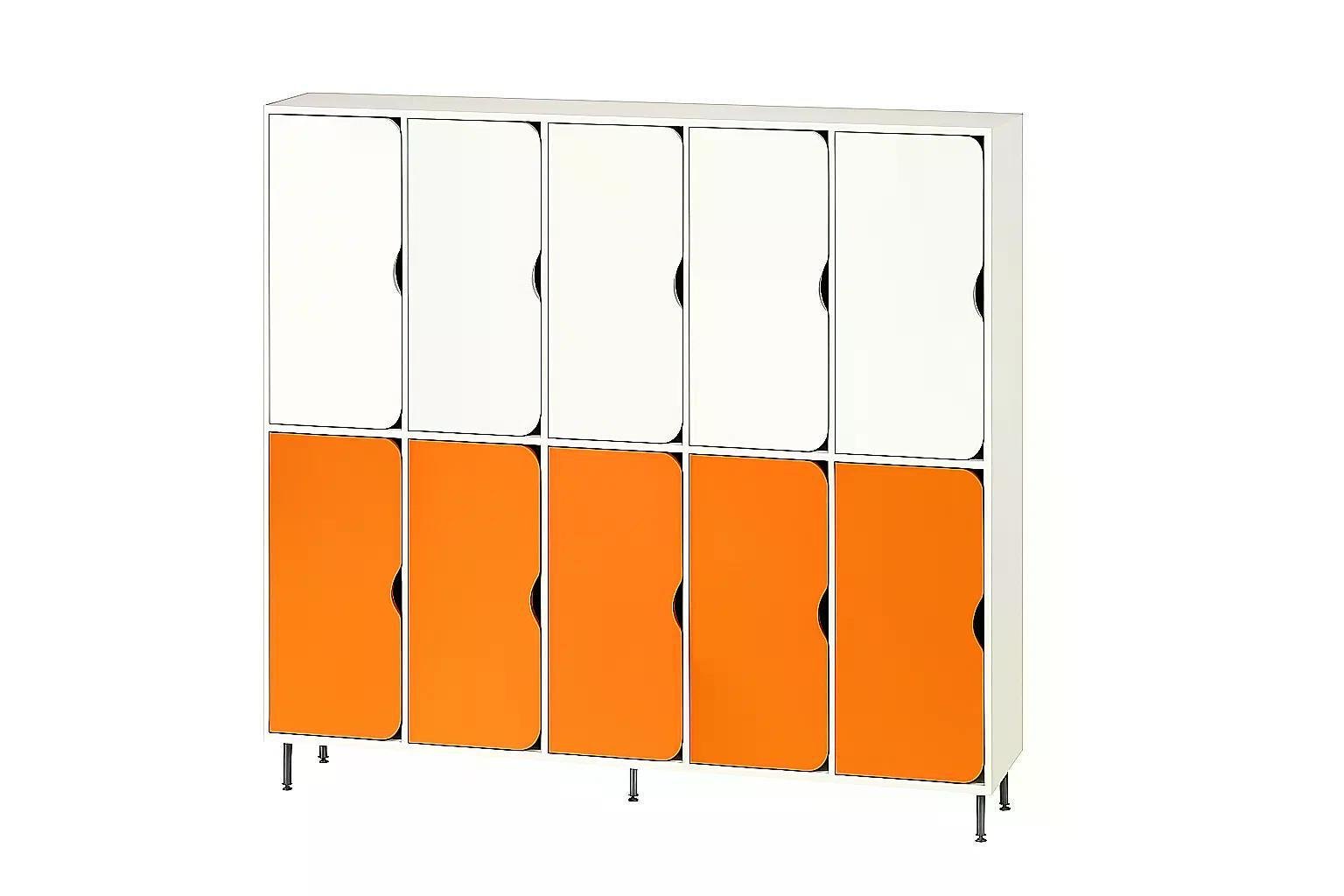 Шафа 10-секцій DS-56 на металевих регульованих опорах Білий/Помаранчевий