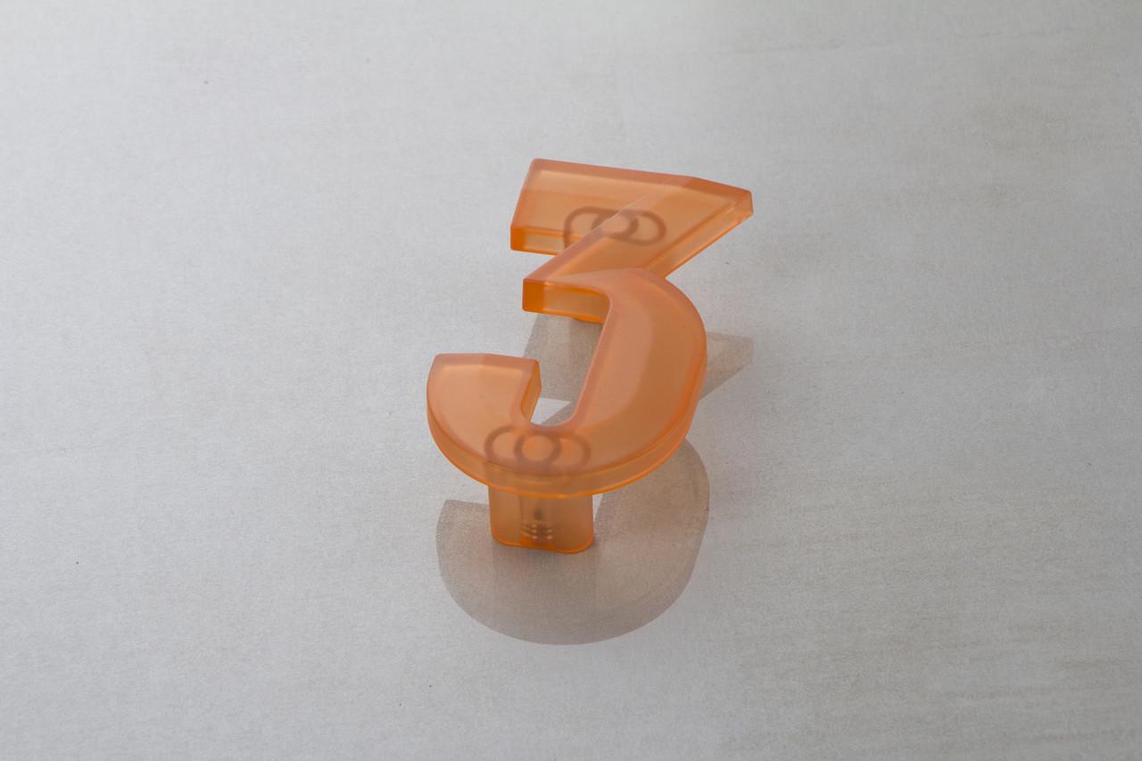 Меблева ручка Poliplast цифра трійка РП-3 Прозорий помаранчевий (16133)