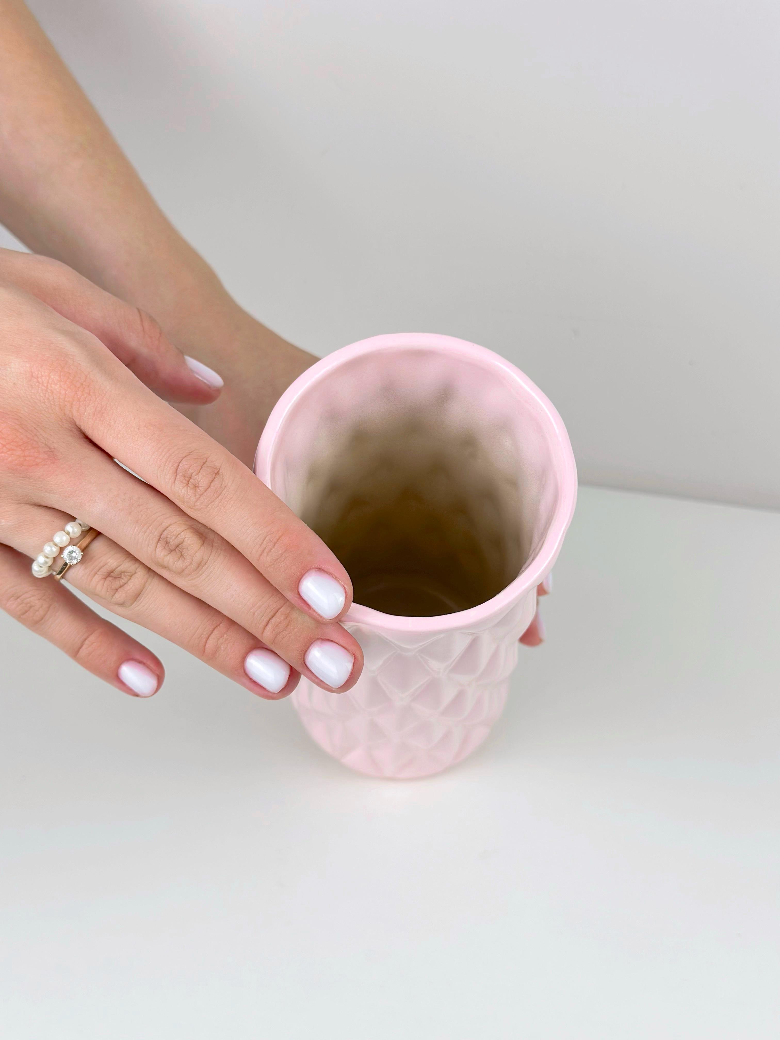 Ваза для квітів і декору глиняна керамічна Кристал 20 см Рожевий (4001-12) - фото 6