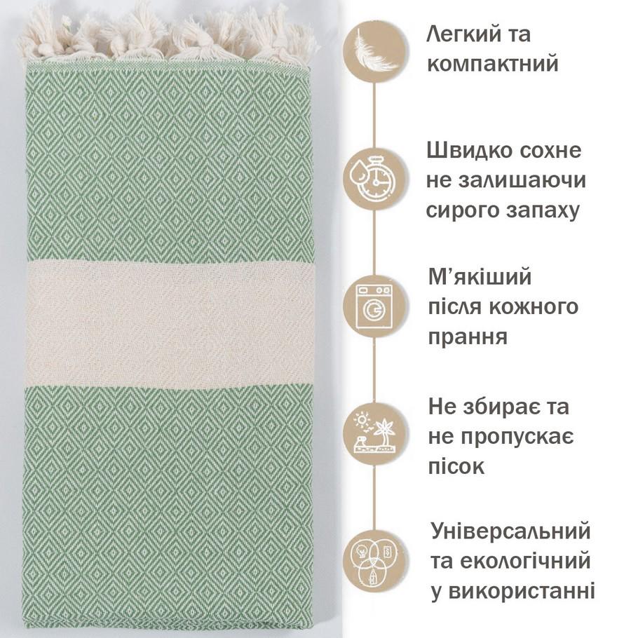 Рушник пляжний Peshtemal Elmas 100х180 см Зелений (26498191) - фото 2