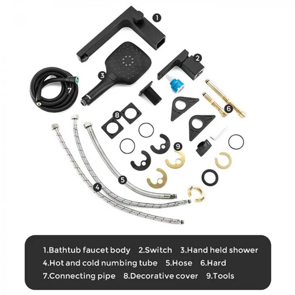 Змішувач на борт ванни Gappo G1117-6 на три отвори Чорний (115052) - фото 8