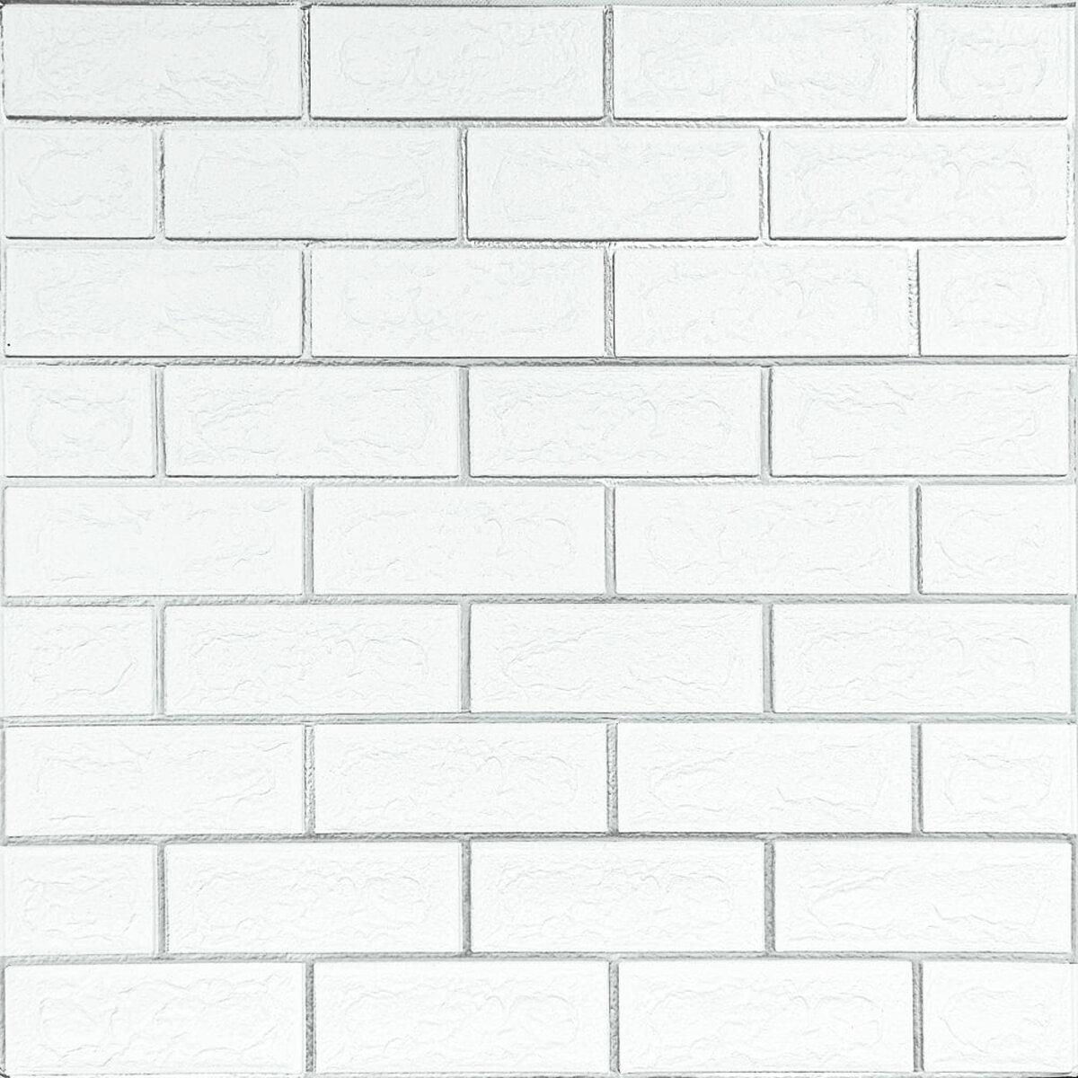 3D-панель стеновая под кирпич 700х700х5 мм Белый с серебром (SW-00001502)