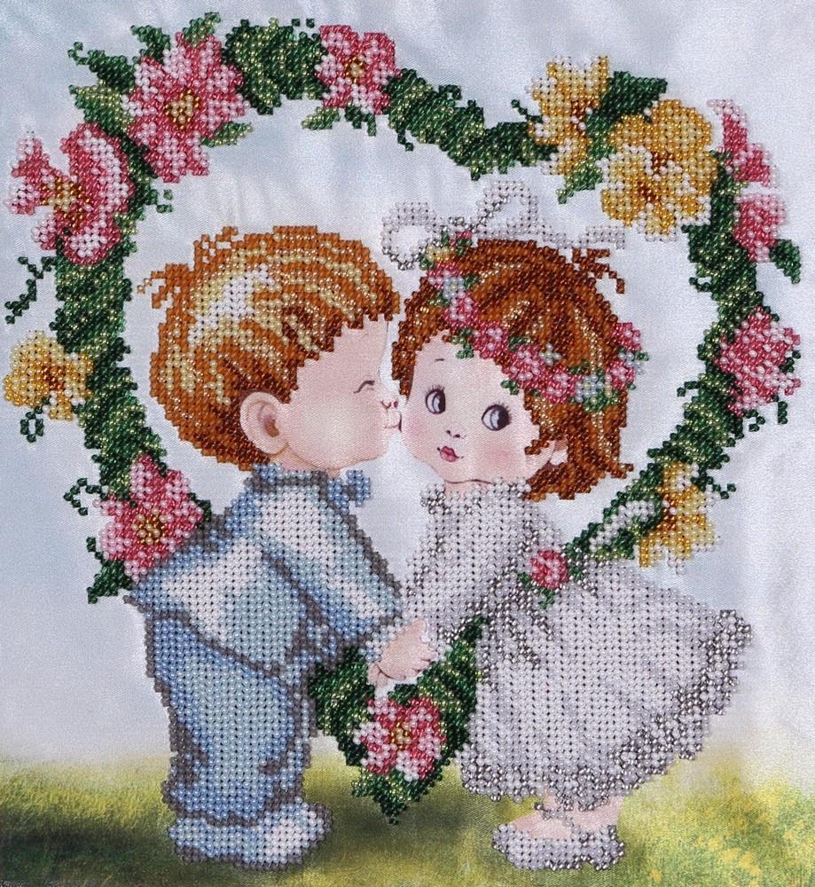 Вишивка бісером Перший поцілунок часткова викладка 23x24 см (1531200667)