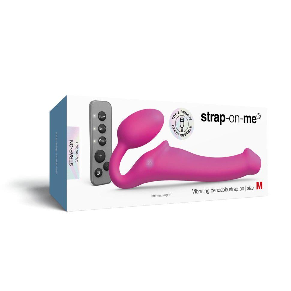 Страпон безремневой Strap-On-Me Vibrating Fuchsia M ⌀ 3,8 см ( 38131555)
