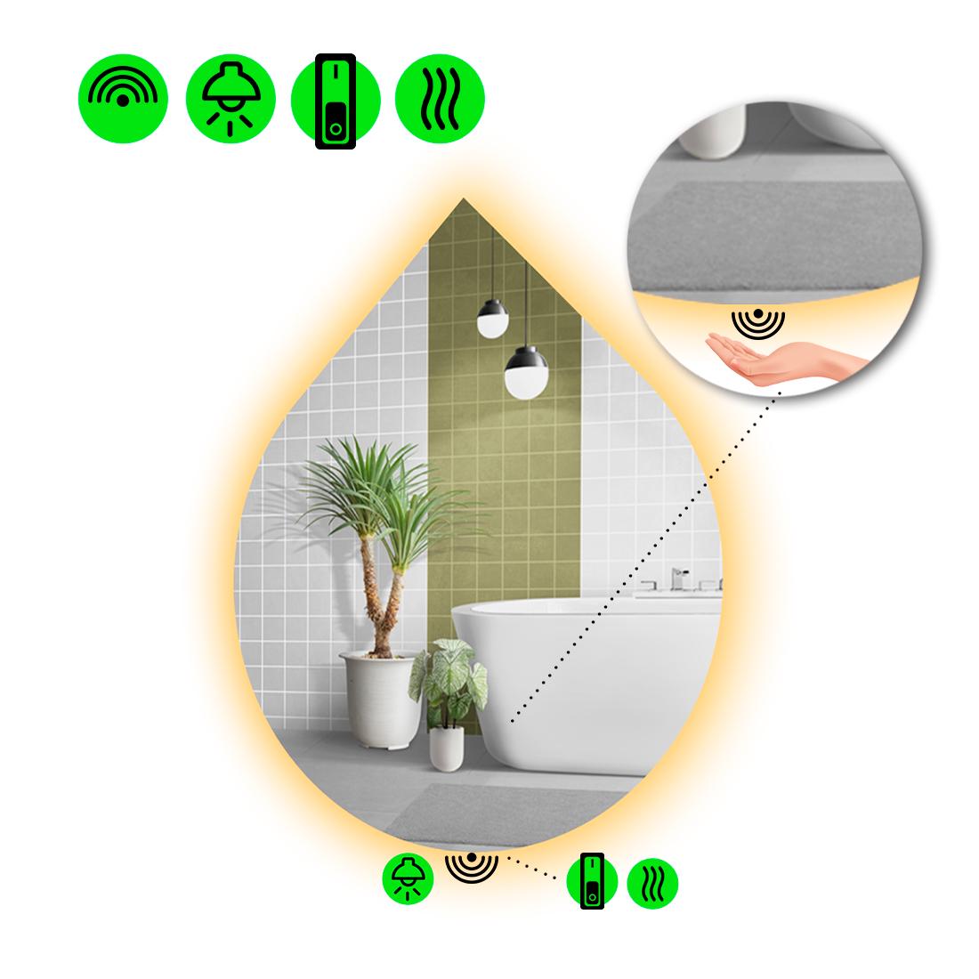Зеркало с LED подсветкой Goccia 2 с ИК включателем и подогревом 80x64 см (8737073)