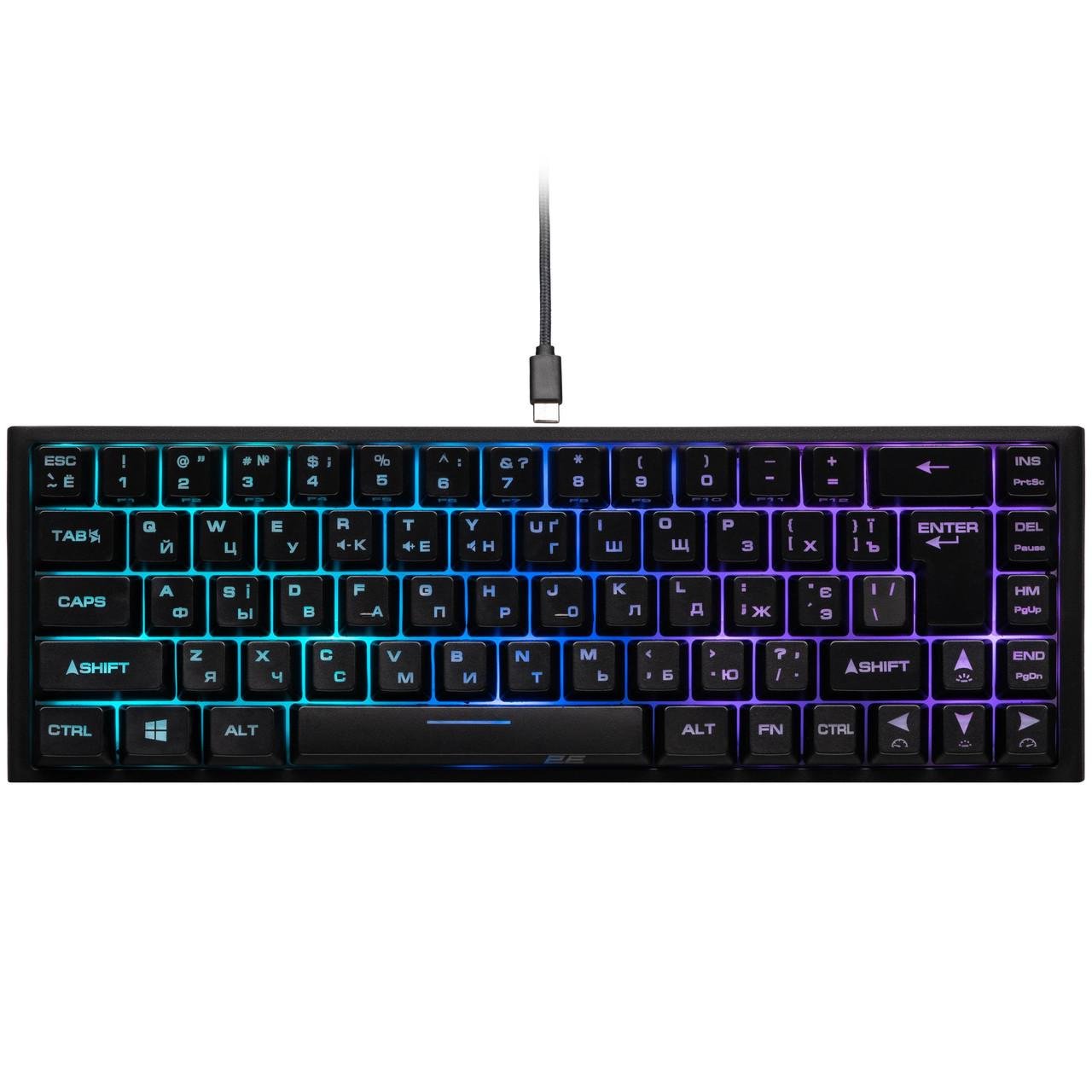 Клавіатура геймерська провідна 2E Gaming KG350 RGB USB Ukr Чорний (iz15802)