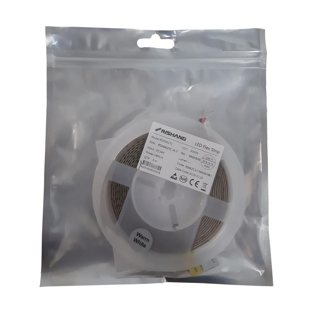 Светодиодная лента 2835-192-IP20-NW-10-24 RD00K2TC-A 4000K CRI90 3 м (16976)