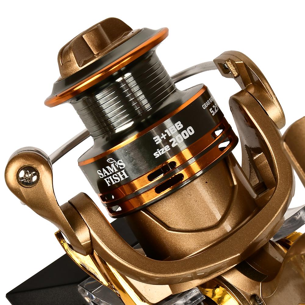 Котушка риболовна Sams Fish 2000 3+1bb алюмінієва шпуля Gold (SF24142-2) - фото 2