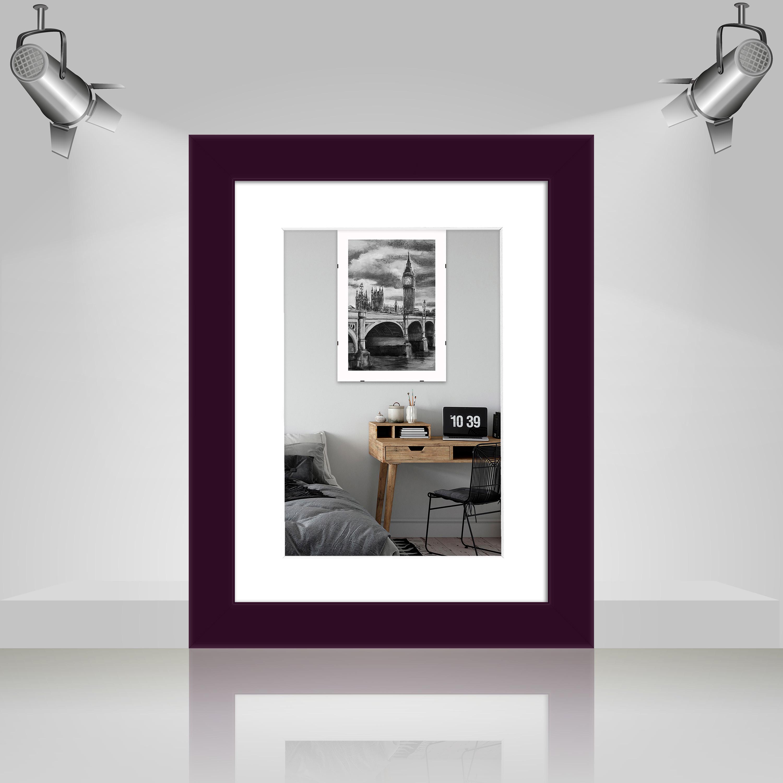 Фоторамка деревянная EmojiFrame 15х20 см под фото 10х15 см AH2220-02 пластиковое стекло 0,8 мм паспарту Фиолетовый - фото 3