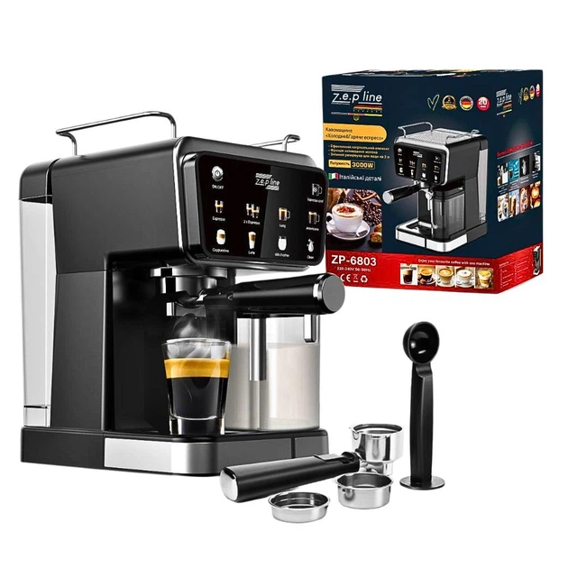 Кавомашина ріжкова сенсорна ZepLine ZP-6803 ESPRESSO COOL з капучинатором 3000 Вт 20 бар (33308211)
