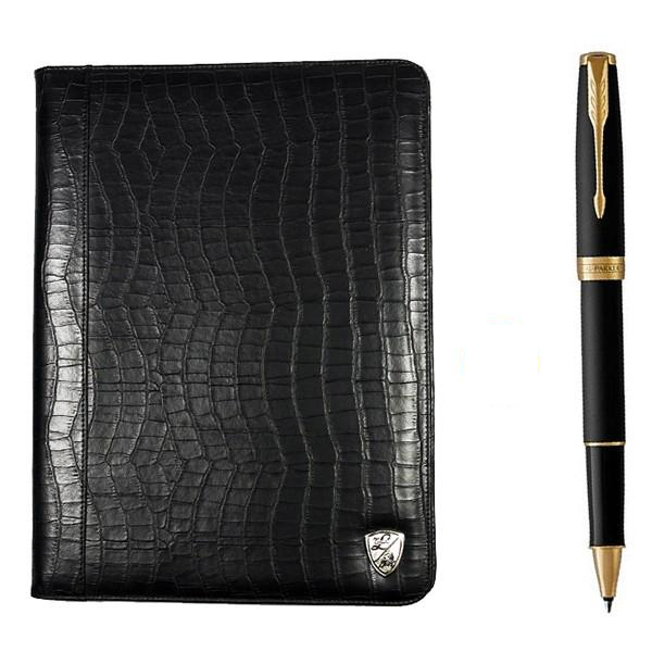 Комплект ручка-роллер Parker SONNET 17 84 822 и кожаная папка Tonino Lamborghini (47324735)