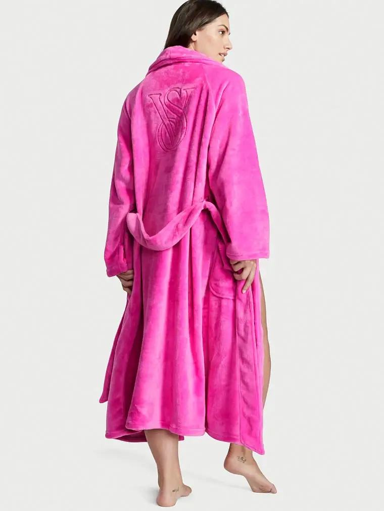 Халат жіночий Victoria's Secret Logo Long Cozy Robe плюшевий XS/S Рожевий (17648629) - фото 2