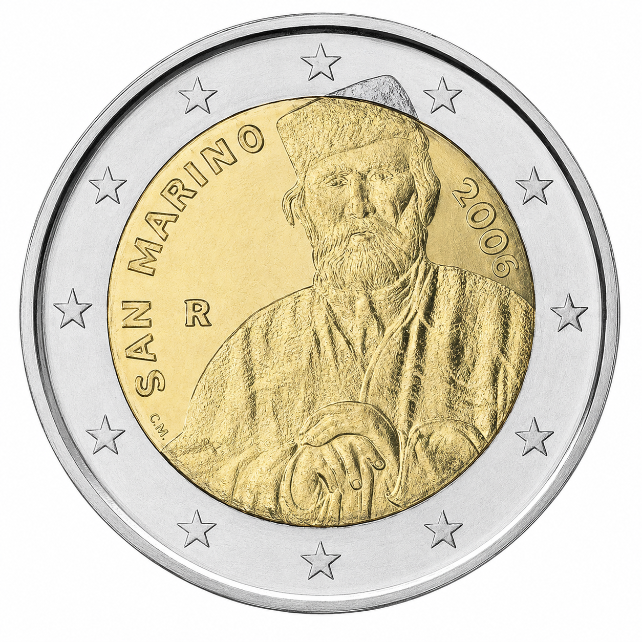 Колекційна монета Сан-Марино 2 євро 2007 Джузеппе Гарібальді UNC (KM#481)
