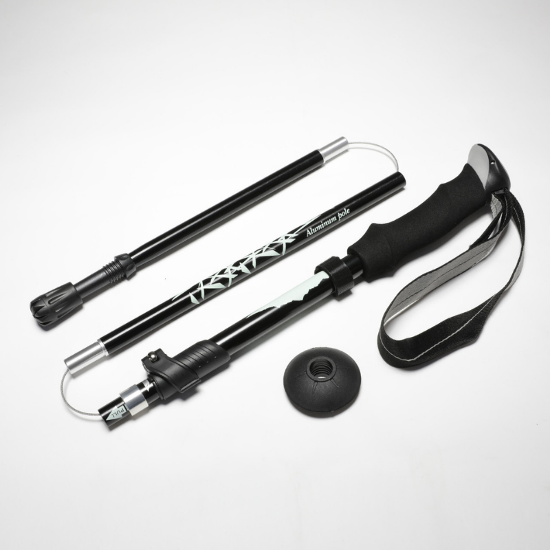 Палка треккинговая складная для спортивной и скандинавской ходьбы с антишоковым механизмом Черный (00803)