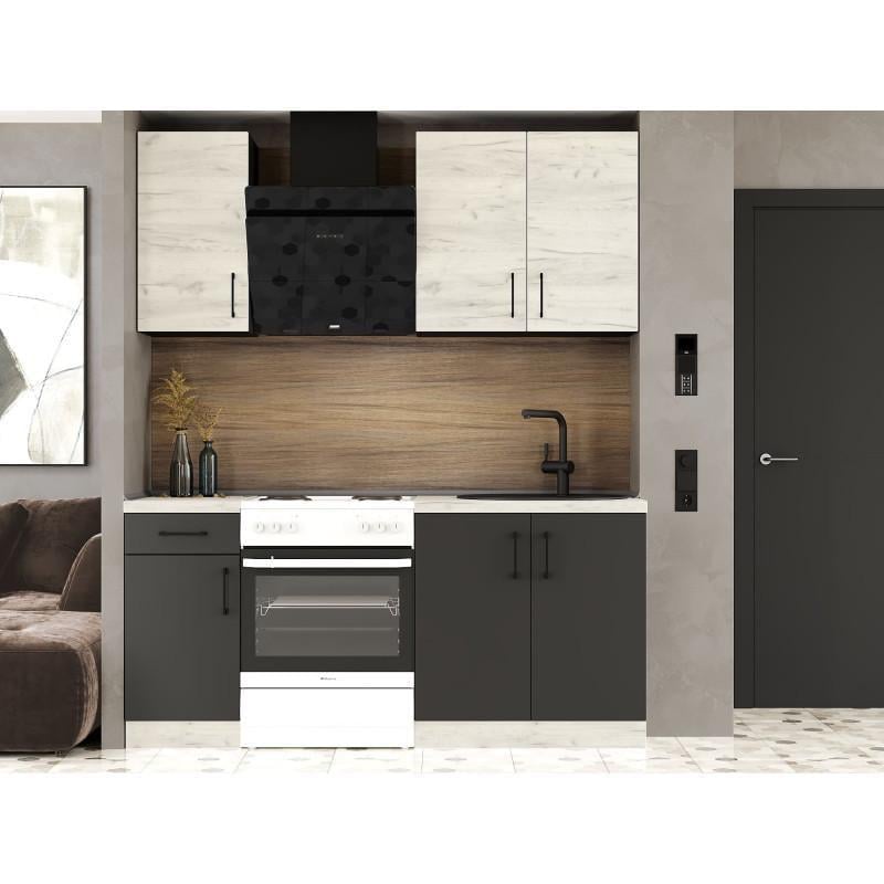 Кухня модульная Еверест Оптима №1 1,8 м Дуб крафт белый/Антрацит (DTM-5689) - фото 1 Кухня модульная Еверест Оптима №1 1,8 м Дуб крафт белый/Антрацит (DTM-5689) - фото 1