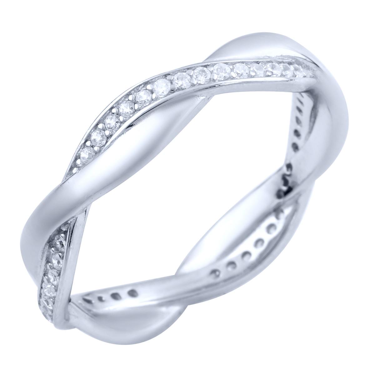 Кольцо серебряное с фианитами 2,34 г р. 17,5 (1824580)