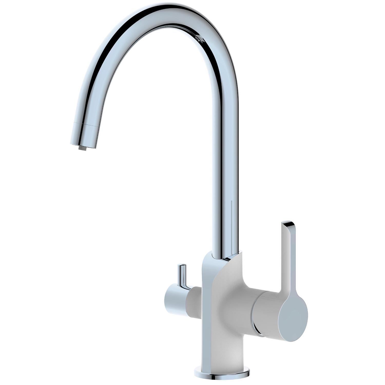 Смеситель для кухни Q-tap Grand QTGRA362CRW45668 на две воды Белый (235041)