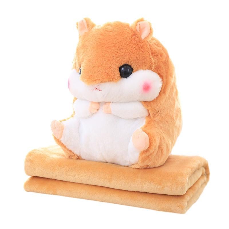 Мягкая игрушка Хомяк 38 см и плед 110х160 см Бежевый